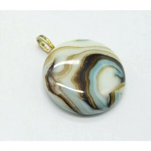 Brown Blue White Swirl Flattened Glass Jabo Marble